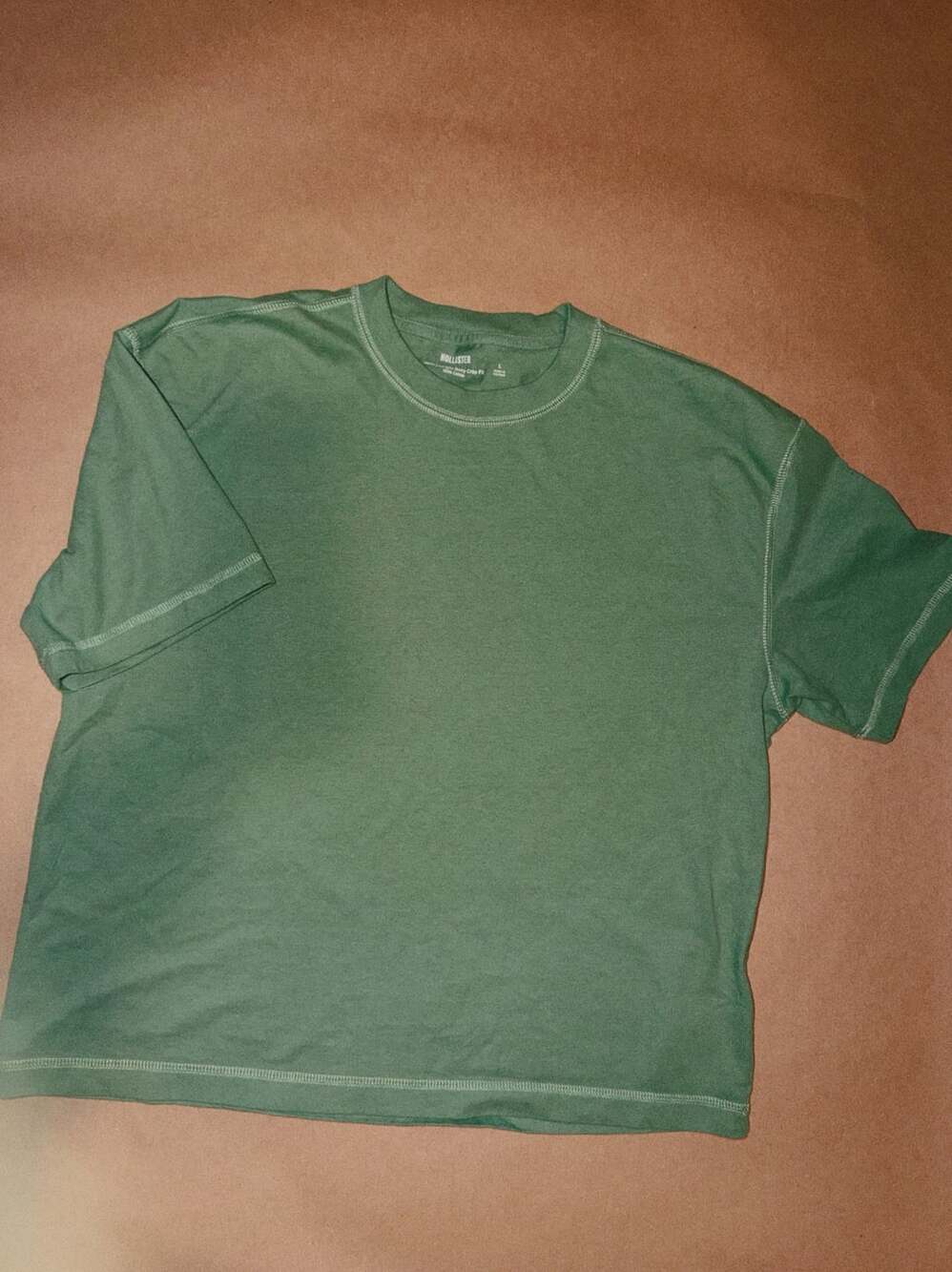Hollister Heavyweight Boxy Crop Fit T-Shirt Green Size L